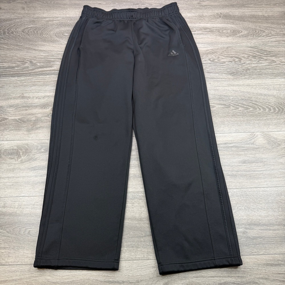 Adidas Sweatpants Mens Large Triple Black Fleece Climawarm Baggy Track Pants Y2K